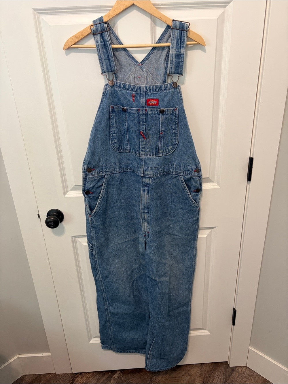 Dickies Light Blue Denim Overalls with Front Bib Pocket